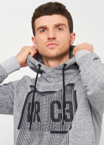 Худі,сірий-чорний з принтом, JACK&JONES (255170654)