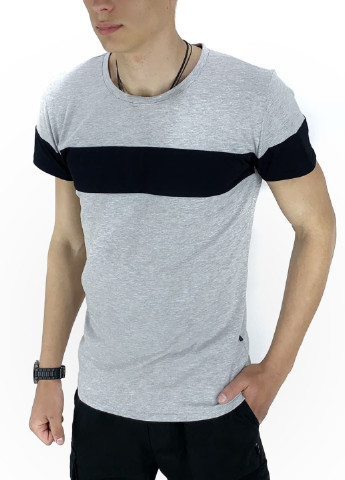 Комбинированный летний костюм летний мужской (футболка "color stripe" серая - черная + шорты miami черные) Intruder