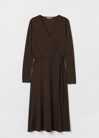 Темно-коричневое кэжуал платье на запах H&M
