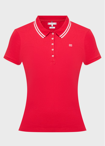 Красная женская футболка-поло Tommy Hilfiger однотонная