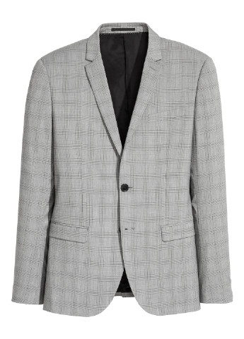 Піджак H&M з довгим рукавом клітинка світло-сірий кежуал