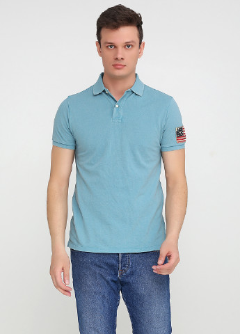 Серо-голубой футболка-поло для мужчин Ralph Lauren однотонная