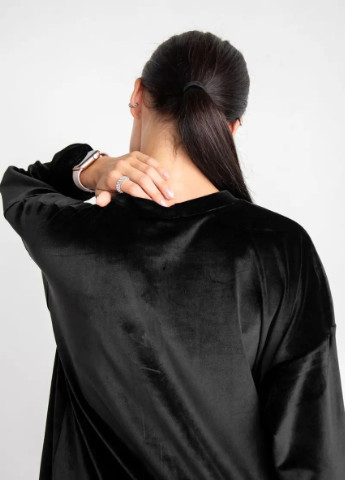 Стильный велюровый костюм для беременных черный с кофтой oversize кроя и зауженными лосинами To Be (254455842)