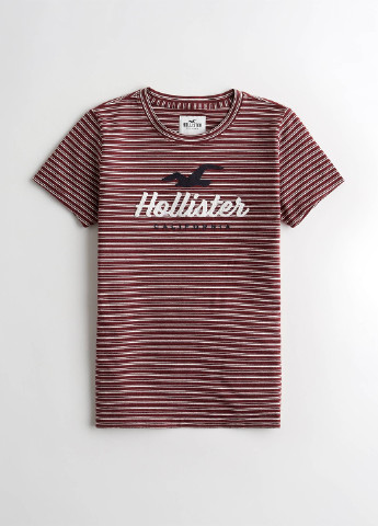Бордовая летняя футболка Hollister