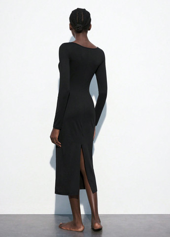 Чорна вечірня, кежуал сукня футляр SHEIN однотонна