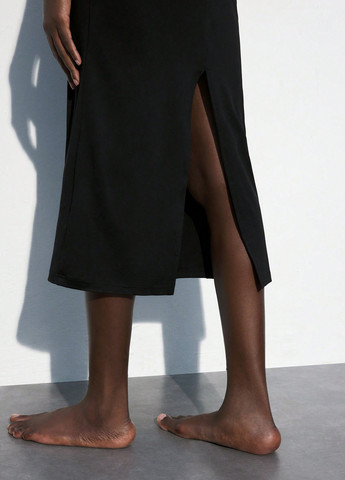 Чорна вечірня, кежуал сукня футляр SHEIN однотонна