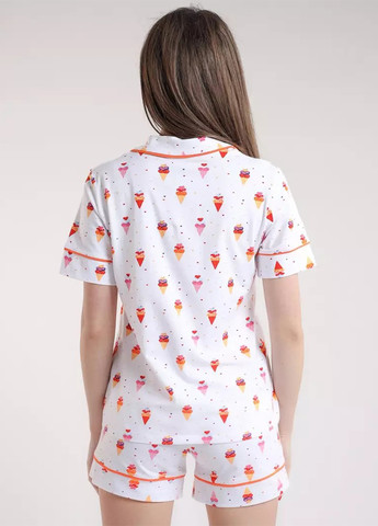 Белая всесезон пижама (рубашка, шорты) рубашка + шорты BBL