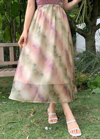 Разноцветная кэжуал тай-дай юбка SHEIN а-силуэта (трапеция)