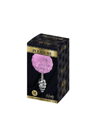 Металевий анальний пробка Кролячий хвостик Fluffly Twist Plug M Purple Alive (254152383)