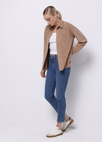 Темно-бежевая кэжуал рубашка однотонная Colin's