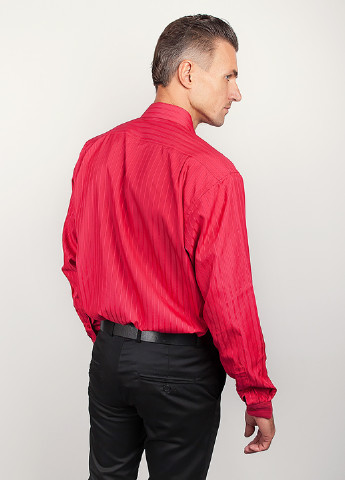Коралловая кэжуал рубашка в полоску Framzoni с длинным рукавом