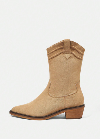 Осенние ботильоны казаки SHEIN без декора из искусственной замши