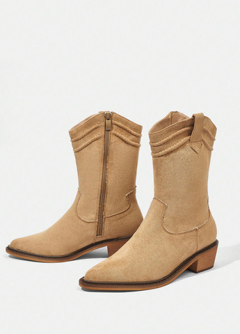 Осенние ботильоны казаки SHEIN без декора из искусственной замши