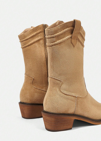 Осенние ботильоны казаки SHEIN без декора из искусственной замши