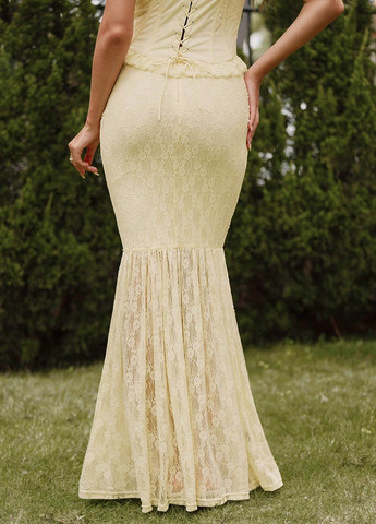 Кремовая коктейльный, вечерний однотонная юбка SHEIN годе