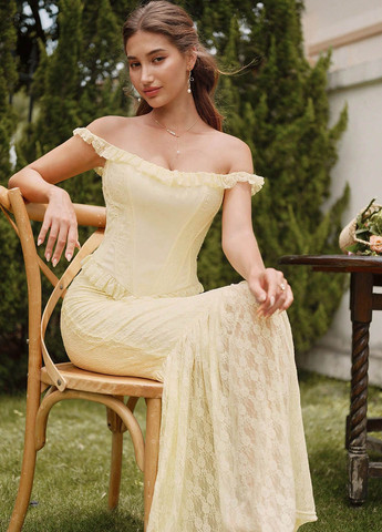 Кремовая коктейльный, вечерний однотонная юбка SHEIN годе