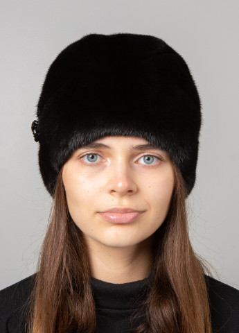Жіноча зимова норкова шапка кубанка з натурального хутра норки Меховой Стиль камелия (254894902)