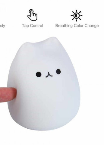 Маленький ночник от батареек Улыбающийся Котик, 10 см, 7 цветов свечения No Brand (252821785)