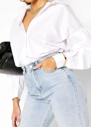 Белая кэжуал рубашка однотонная Boohoo