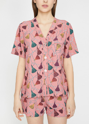 Розовая домашний рубашка с рисунком KOTON