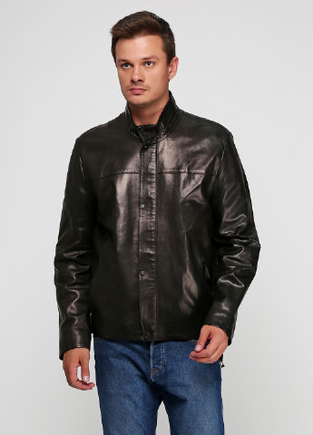 Чорна демісезонна куртка шкіряна Franco Rossetti