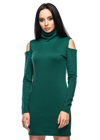 Бутылочное зеленое кэжуал платье deSHURA однотонное