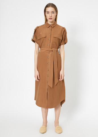 Светло-коричневое кэжуал платье рубашка KOTON