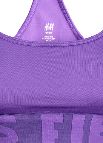 Фіолетовий топ бюстгальтер H&M без кісточок поліестер