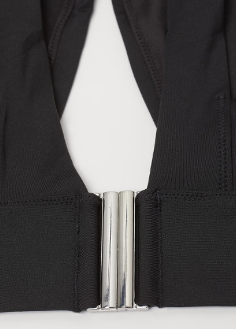 Купальный топ H&M халтер однотонный чёрный пляжный трикотаж, полиамид