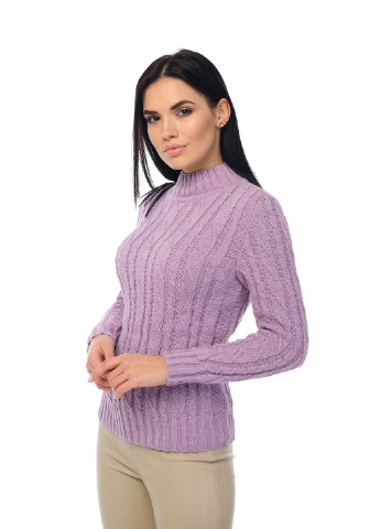 Сиреневый зимний женский мягкий свитер с воротником стойкой SVTR