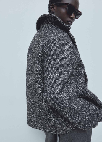 Черно-белое Кэжуал полупальто двубортное H&M меланж