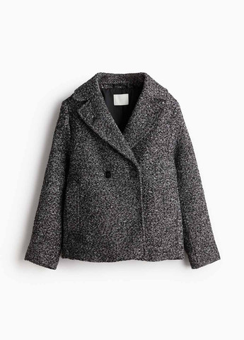 Черно-белое Кэжуал полупальто двубортное H&M меланж
