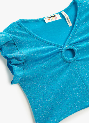 Голубая однотонная блузка KOTON летняя