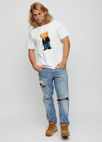 Біла футболка чоловіча basic /air print/ YAPPI