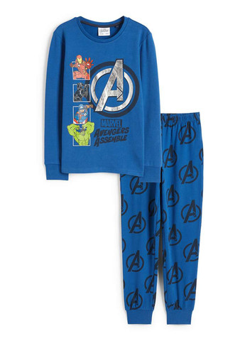 Синяя всесезон пижама (лонгслив, брюки) лонгслив + брюки C&A