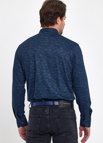 Темно-синяя классическая рубашка с абстрактным узором Trend Collection