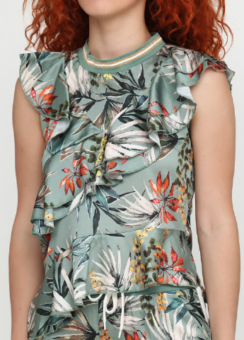 Костюм (блуза, штани) Arizona брючний квітковий оливковий кежуал