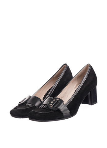 Черные женские кэжуал туфли с пряжкой на среднем каблуке - фото