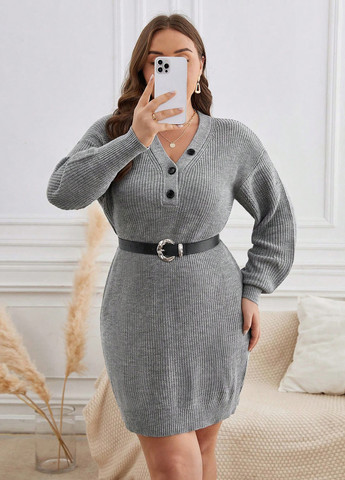 Сіра кежуал сукня сукня светр SHEIN однотонна