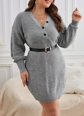 Сіра кежуал сукня сукня светр SHEIN однотонна