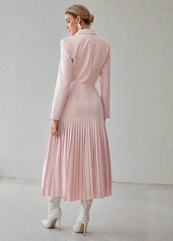 Светло-розовое кэжуал платье платье-жакет, плиссированное SHEIN однотонное