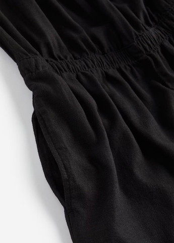 Комбінезон H&M комбінезон-брюки однотонний чорний кежуал льон, віскоза