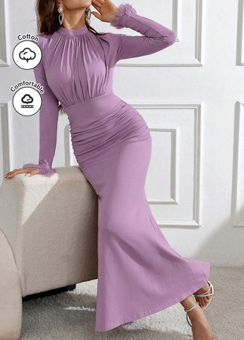 Лиловое вечернее платье годе SHEIN однотонное