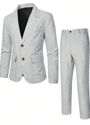 Сірий демісезонний костюм (піджак, штани) брючний SHEIN