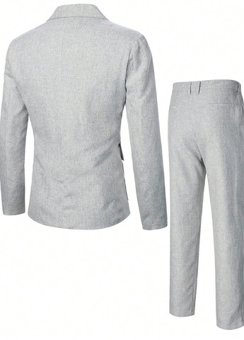 Сірий демісезонний костюм (піджак, штани) брючний SHEIN