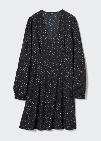 Чорна кежуал сукня кльош Uniqlo в горошок