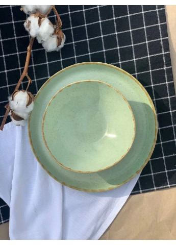 Тарілка з бортиком Sand Space Brown Loft Pistachio КЛФ-250 25 см No Brand (253610953)