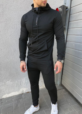 Чорний демісезонний стильний чоловічий спортивний костюм No Brand