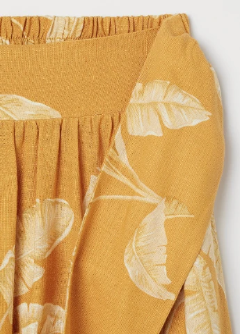 Желтая кэжуал с рисунком юбка H&M а-силуэта (трапеция)