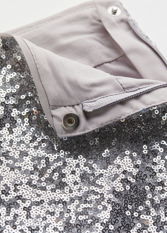 Серебряная кэжуал, праздничный однотонная юбка H&M а-силуэта (трапеция)